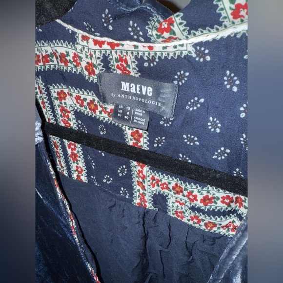 MAEVE BY ANTHROPOLOGIE BLUE VELVET WRAP DRESS SIZE 8 - Picture 5 of 5